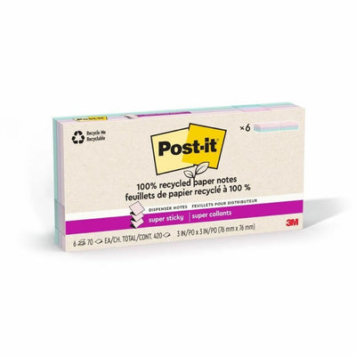 3M Post-it Super Sticky Adhesive Note, Assorted Wanderlust Pastel, 12 / Pack, MMMR330R6SSNRP