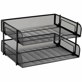 Mind Reader Tiered Stackable Paper Trays, Black, EMSESTACK2BLK