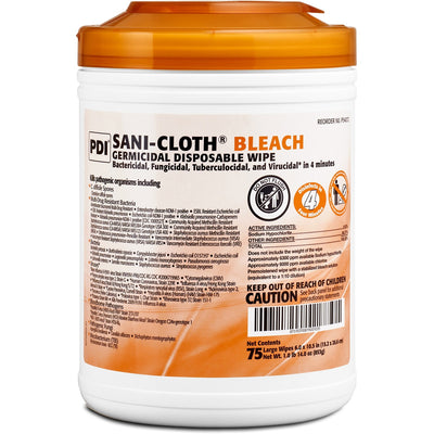 PDI Healthcare Sani-Cloth Bleach Germicidal Wipes, White, PDIP54072