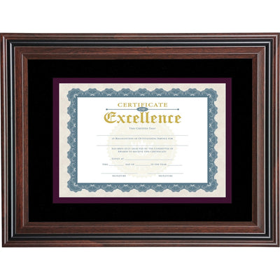 Advantus Double Matted Certificate Frame, Rosewood, 6EA/CT — view 1