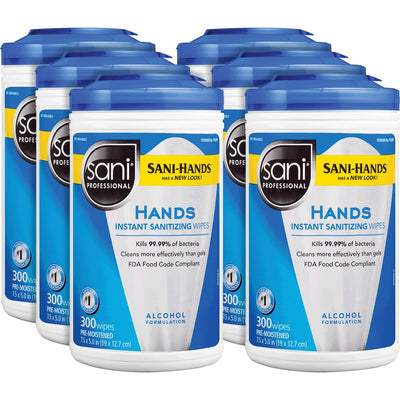 PDI Healthcare Hands Instant Sanitizing Wipes, White, 6 / Carton, PDIP92084CT