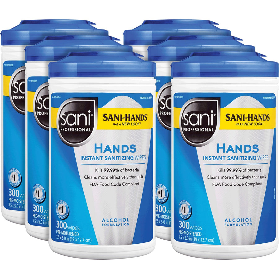 PDI Hands Instant Sanitizing Wipes, White, Moisturizing, 6 / Carton, PDIP92084CT