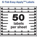 Avery 5 Tab Easy Print & Apply Clear Label Sheet Refills (11225), 30 / Pack, AVE11225