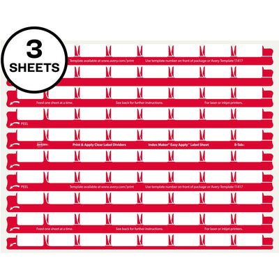 Avery 8 Tab Easy Print & Apply Clear Label Sheet Refills (11226), 30 / Pack, AVE11226