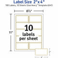 Avery Labels with Metallic Gold Borders, 2" x 4", 100 (6541), White, 100 / Pack, AVE6541