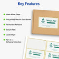 Avery Labels with Metallic Gold Borders, 2" x 4", 100 (6541), White, 100 / Pack, AVE6541