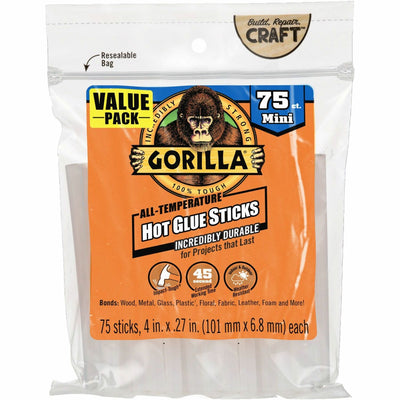 Gorilla Glue Gorilla Mini Hot Glue Sticks, Clear, 1 Pack, GOR3027502