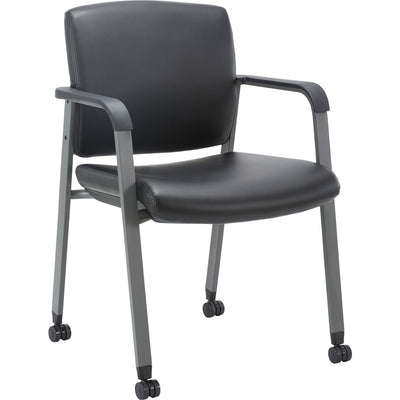 Lorell Healthcare Upholstery Guest Chair with Casters, Black, LLR30951