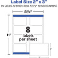 Avery Glossy White Labels, 2" x 3", 80 Labels (22890), Gloss White, 80 / Pack, AVE22890