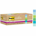 3M Post-it Recycled Super Sticky Notes, Assorted Oasis, 12 / Pack, MMM654R12SST