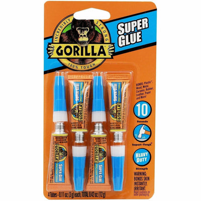 Gorilla Glue Super Glue 3g Tubes, Clear, 4 / Pack, GOR105800
