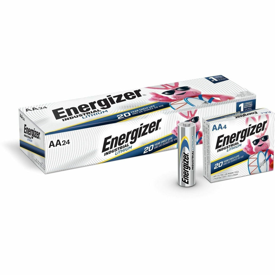 Energizer Industrial AA Lithium Battery 4-Pack, Silver, 6 / Box, EVELN91BX
