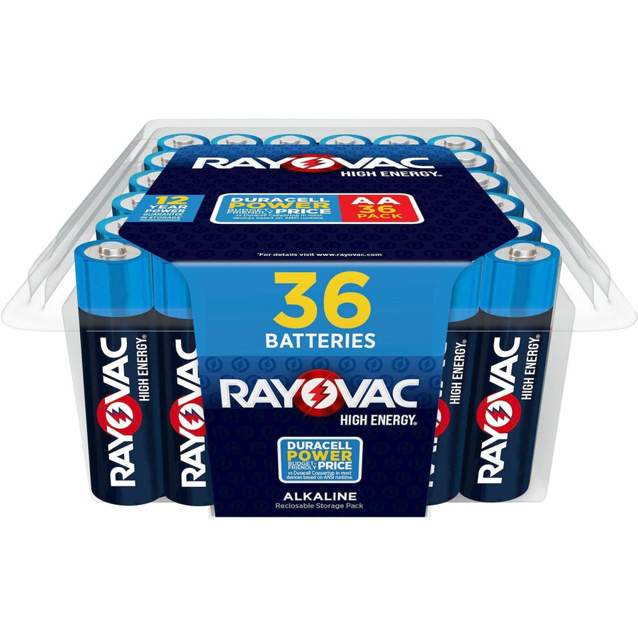 Rayovac High Energy Alkaline AA Batteries, Silver, 36 / Pack, RAY81536PP