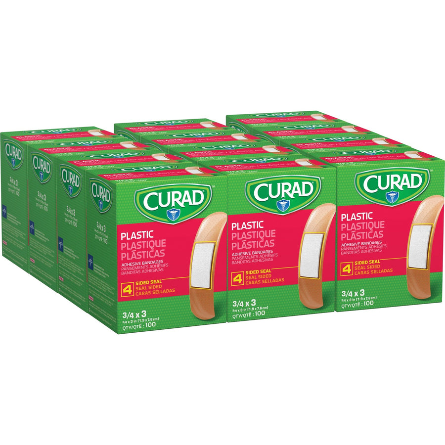 Curad Plastic Adhesive Bandages, Tan, Polyethylene, Latex-Free, 12 / Carton, MIINON25500CT