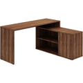 LYS L-Shape Workstation with Cabinet, Brown, LYSDK103RRWT