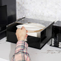 Mind Reader Foundation Covered Plate Dispenser, Black, EMSPSTOR