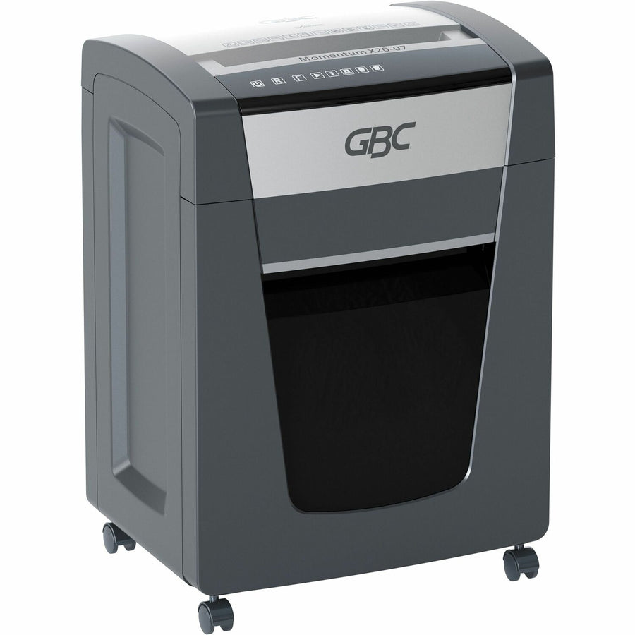 GBC Momentum Paper Shredder, X20-07, Micro-Cut, P-4, Anti-Jam, 20 Sheets, 12.6" x 23", Black, Caster, GBCWSM177001