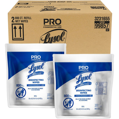 Reckitt Benckiser plc Lysol Professional Disinfecting Wipes, White, 2 / Carton, RAC99857CT