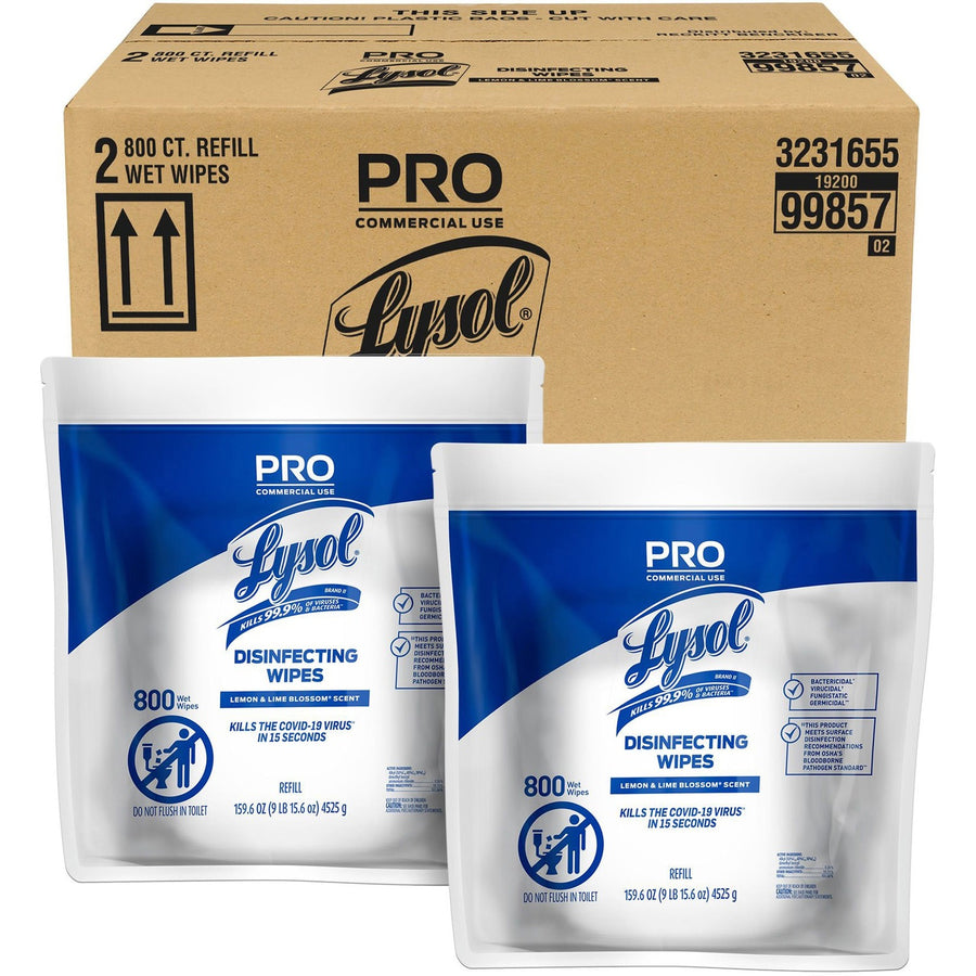 Lysol Professional Disinfecting Wipes, White, Pre-moistened, 2 / Carton, RAC99857CT