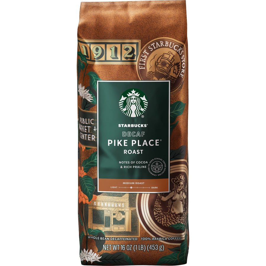 Starbucks Pike Place Decaf Whole Bean Coffee, 6 / Carton, SBK12540222CT