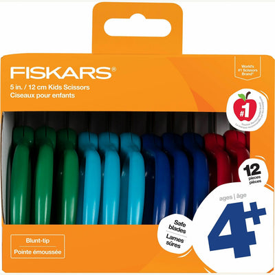 Fiskars 5" Blunt-tip Kids Scissors, Red, 12 / Pack, FSK1067001