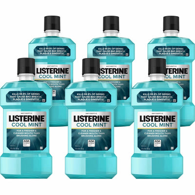 Johnson & Johnson Consumer . LISTERINE Cool Mint Antiseptic Mouthwash, Aqua, 6 / Carton, JOJ42735CT