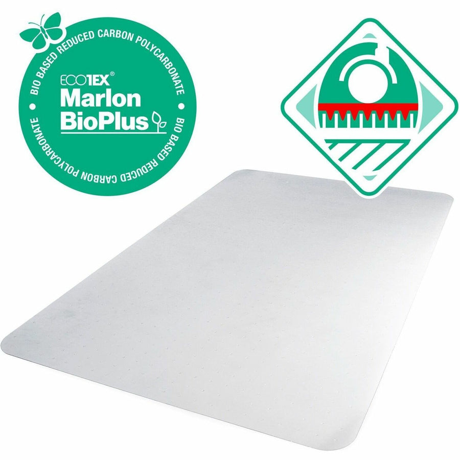 Floortex Eco Friendly Carbon Neutral Chair Mat for Low / Medium Pile Carpets, Ecotex Marlon BioPlus®, Clear, Polycarbonate, Ergonomic, FLRNCCMFLBG0002