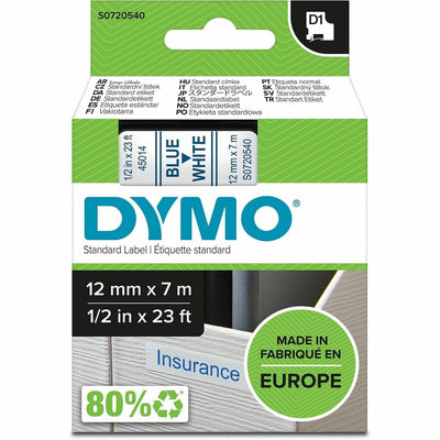 ACCO Dymo D1 Electronic Tape Cartridge, White, DYMS0720540