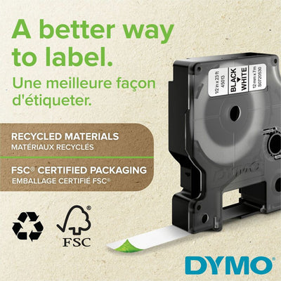ACCO Dymo S0720670 D1 40910 Tape 9mm x 7m Black on Clear, DYMS0720670