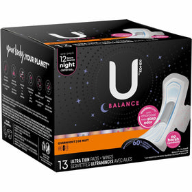 Kimberly-Clark U by Kotex Ultra Thin Overnight Pads, White, KCC54912