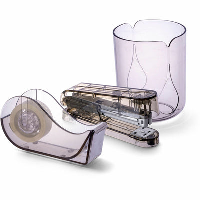 Officemate 97712 3PC Desktop Organizer Set, Recycled, Gray, Translucent Gray, OIC97712
