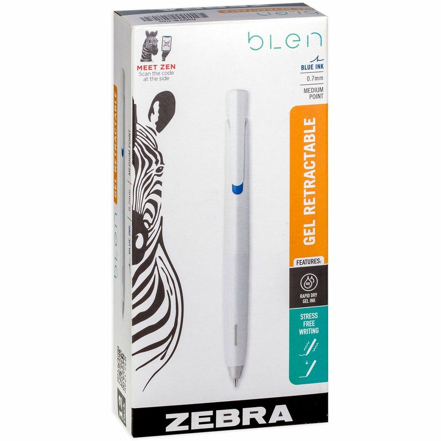 Zebra Pen bLen Retractable Gel Pens, Blue, 1 Dozen, ZEB41420