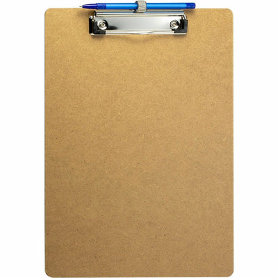 Officemate Low Profile Wood Letter Size Clipboard w Pen Holder, Brown, 11" Width x 8 1/2" Length, 6 / Pack, OIC83826