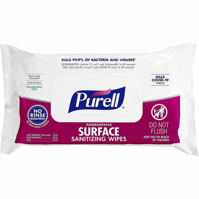 Gojo PURELL Foodservice Surface Sanitizing Wipes, White, 72 / Pack, GOJ937112