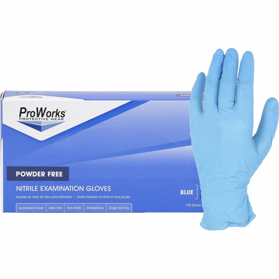 ProWorks Nitrile Powder-Free Exam Gloves, X-Large, Blue, Non-sterile, 10 / Carton, HOSGLN135FX