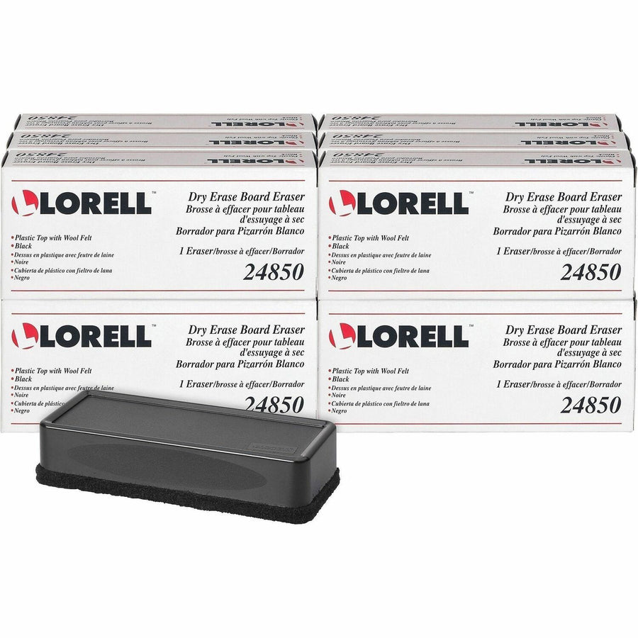 Lorell Dry-Erase Board Erasers, Black, 12 / Box, LLR24850BX