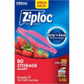 S. C. Johnson & Son Ziploc Stand-Up Storage Bags, Blue, 80 / Box, SJN351319