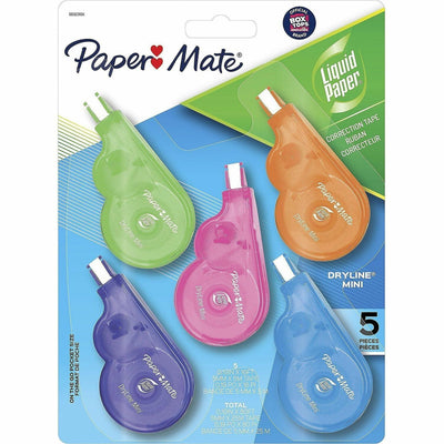 Newell Paper Mate Dryline Mini Grip Correction Tape, White, 5 / Pack, PAP5032315K