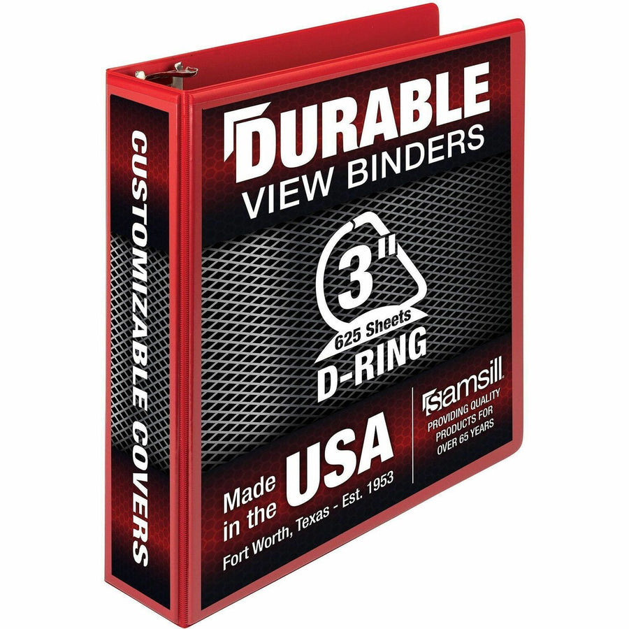 Samsill Durable Three-Ring View Binder, Red, Chipboard, 625, Sturdy, SAM16483