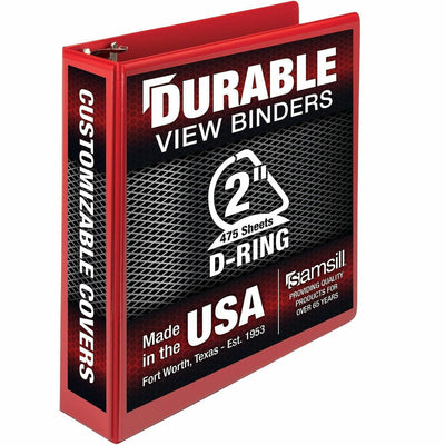 Samsill Durable Three-Ring View Binder, Red, SAM16463