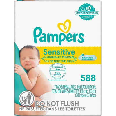Procter & Gamble Pampers Baby Wipes Sensitive, White, 588 / Box, PGC07325