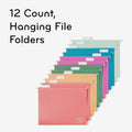 U Eco 1/5 Tab Cut Letter Hanging Folder, Assorted, 8 1/2" Width x 11" Length, 12 / Pack, UBR6596U0112