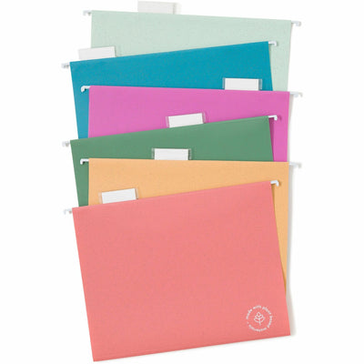 U Eco 1/5 Tab Cut Letter Hanging Folder, Assorted, 8 1/2" Width x 11" Length, 12 / Pack, UBR6596U0112
