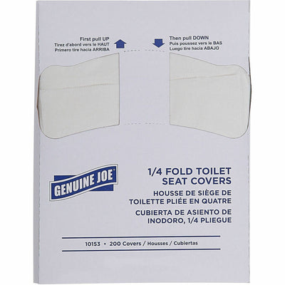 Genuine Joe Quarter-Fold Toilet Seat Covers, White, 25 / Carton, GJO10153