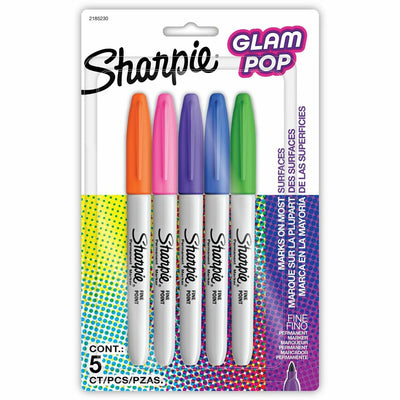 Newell Sharpie Glam Pop Permanent Markers, 5 / Pack, SAN2185230