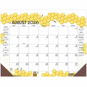 House of Doolittle Recycled Monthly Desk Pad Academic Calendar Honeycomb 22 x 17 Inches, Yellow, HOD1565