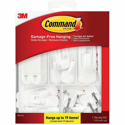 3M Command Hanging Hooks Assortment, Clear, Assorted, MMM17231ES