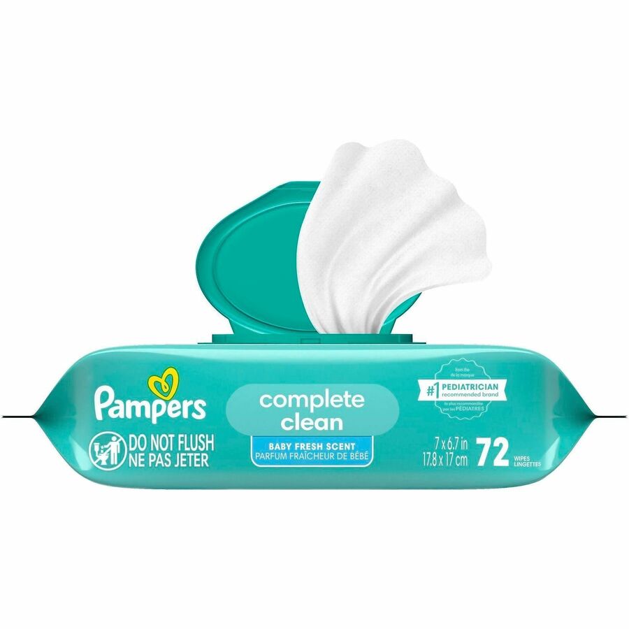 Pampers Complete Clean Cleaning Wipe, Blue, Hypoallergenic, 72 / Pack, PGC75536