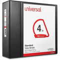 Universal Slant D-Ring View Binder, 3 Rings, 4" Capacity, 11 x 8.5, Black, UNV20995