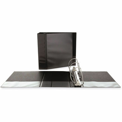 Universal Slant D-Ring View Binder, 3 Rings, 4" Capacity, 11 x 8.5, Black, UNV20995